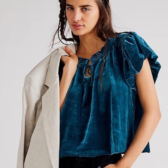 Free People Terese Velvet Top - Picture 1 of 7